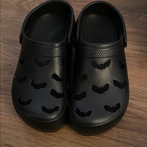 Women's Black Bat Design Clogs